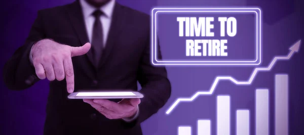 Text Sign Showing Time Retire Concept Meaning Bank Savings Account — Stock Photo, Image