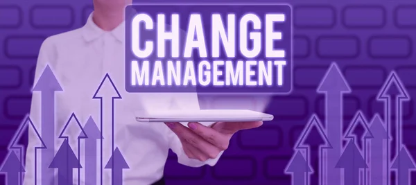 Texto Que Muestra Inspiración Change Management Desarrollo Ideas Negocio Dentro —  Fotos de Stock