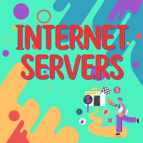 Bildunterschrift Internet Server Internet Konzept Liefert Den Inhalt Der Seite — Stockfoto