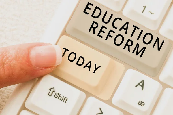 Ręczne Pisanie Znaku Reforma Edukacji Pomysł Biznes Planowane Zmiany Sposobie — Zdjęcie stockowe