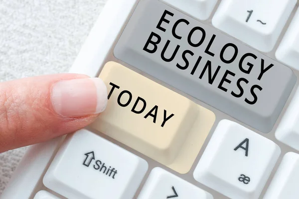 Texto Mano Ecología Negocios Concepto Que Significa Ecología Global Protección —  Fotos de Stock