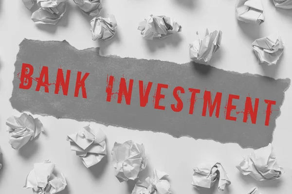 Szöveg Megjelenítése Bank Investment Internet Concept Pénzügyi Közvetítő Amely Számos — Stock Fotó