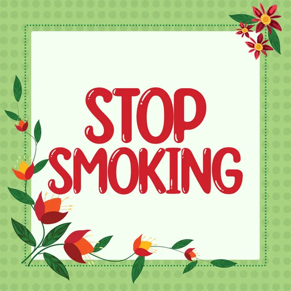 显示戒烟 概念性照片 停止使用或停止使用烟瘾的文字标志 — 图库照片