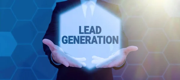 Exibição Conceitual Geração Lead Vitrine Negócios Cultivando Potencial Cliente Conectado — Fotografia de Stock
