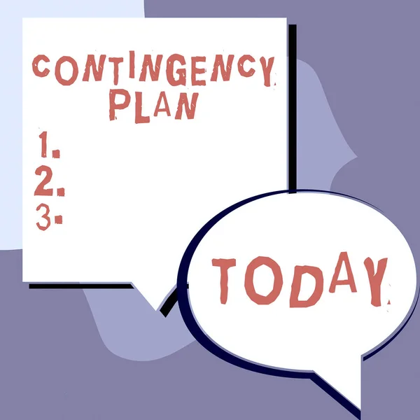 Text sign showing Contingency Plan, Conceptual photo A plan designed to take account of a possible future event