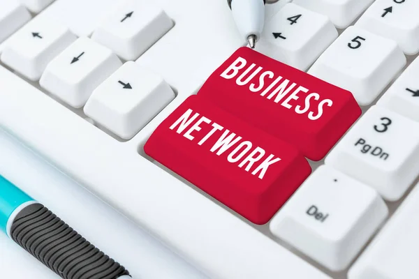 Schreiben Von Textanzeigen Business Network Word Interfirm Kooperation Die Unternehmen — Stockfoto