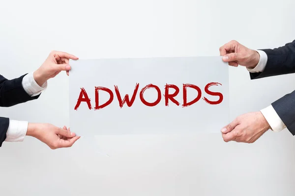 Ручне Написання Підпису Adwords Бізнес Ідея Встановлює Бюджет Реклами Тільки — стокове фото
