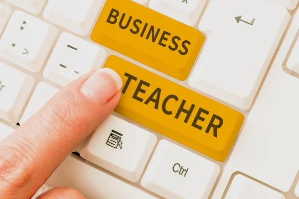 Teksten Weergeven Business Teacher Business Concept Onderwijzers Die Studenten Opleiden — Stockfoto