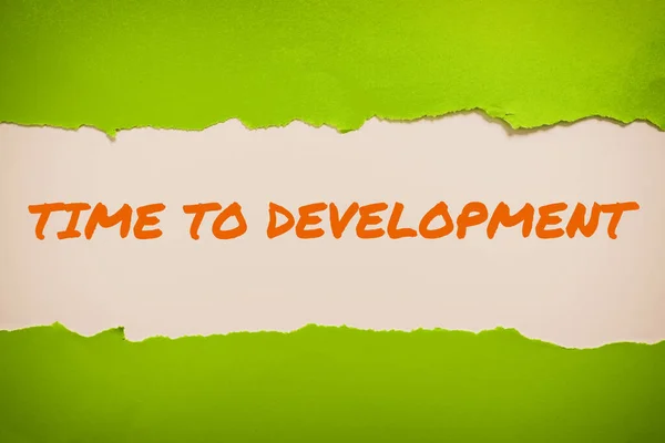 Writing displaying text Time To Development, Word Written on a length of time during which a company grows or develop