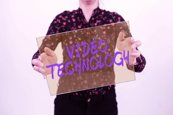 Texto Escritura Mano Tecnología Vídeo Visión General Empresa Grabación Reproducción — Foto de Stock