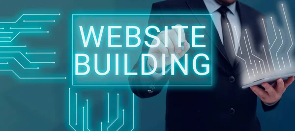 Sign Displaying Website Building Conceptual Photo Site Constructed According Clients — Stock Photo, Image