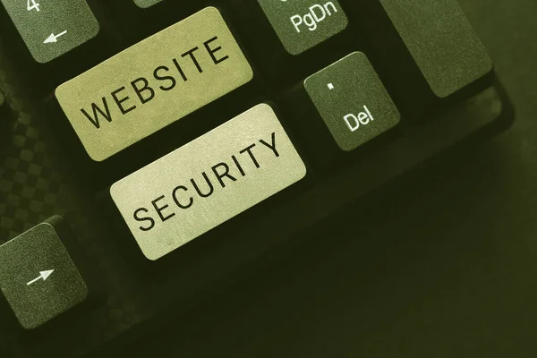 Znak Tekstowy Pokazujący Bezpieczeństwo Strony Internetowej Word Wpisany Kluczowym Komponencie — Zdjęcie stockowe