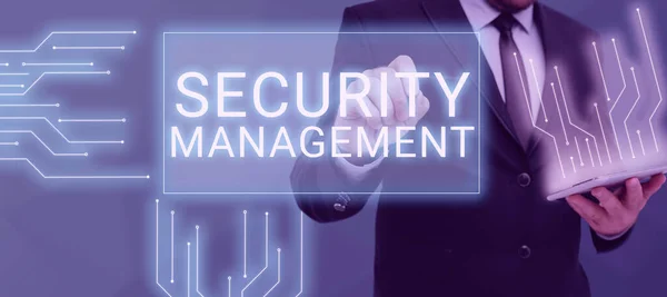 Psaní Textu Security Management Internet Concept Identifikace Majetku Organizací — Stock fotografie