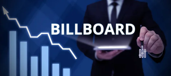 Έννοια Λεζάντα Billboard Business Προσέγγιση Ένα Ευρύ Εξωτερικό Πίνακα Για — Φωτογραφία Αρχείου