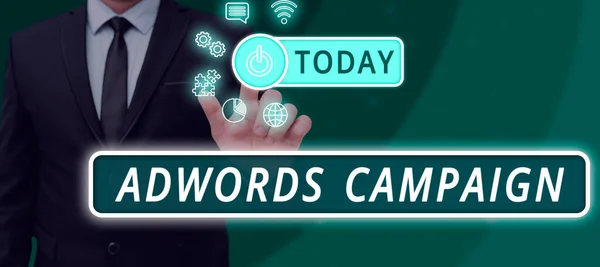 概念的なキャプション Adwordsキャンペーン 適切なキーワードで適切な訪問者をターゲティングするためのビジネス概要戦略 — ストック写真