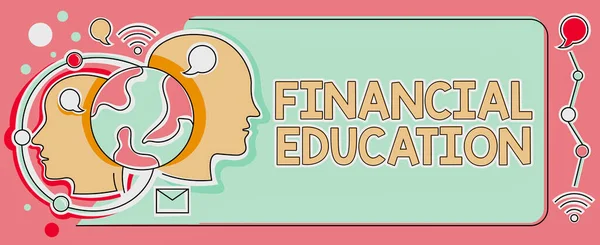 Text caption presenting Financial Education, Internet Concept Understanding Monetary areas like Finance and Investing