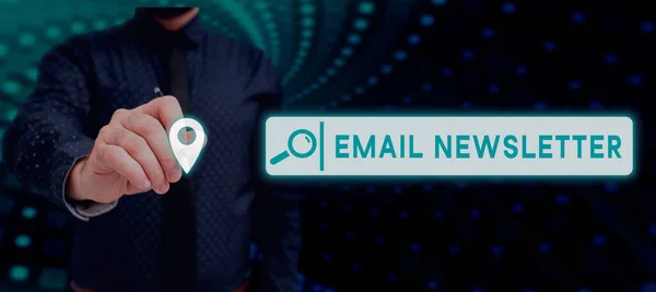 Mão Escrita Sinal Email Newsletter Business Visão Geral Mail Enviado — Fotografia de Stock