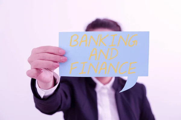 Signo Texto Que Muestra Banca Finanzas Enfoque Empresarial Contabilidad Entidades — Foto de Stock