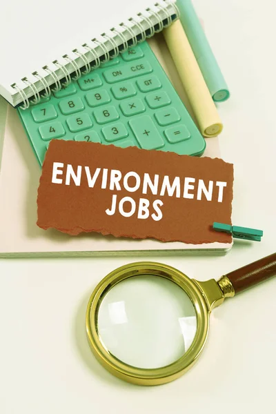 Tekstin Näyttäminen Ympäristö Työpaikat Yrityslähtöiset Työpaikat Jotka Edistävät Ympäristön Säilyttämistä — kuvapankkivalokuva