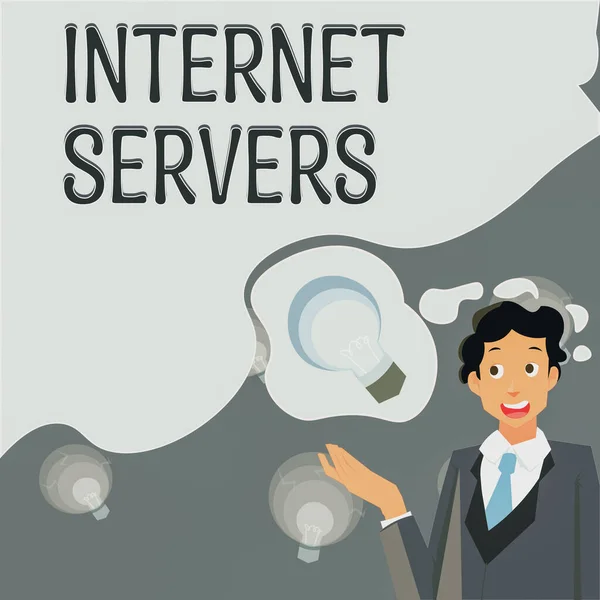 显示Internet Servers的文字符号 Business方法将页面内容传送回用户 — 图库照片