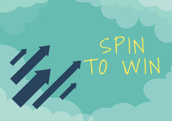 Textová Značka Zobrazující Spin Win Obchodní Přístup Zkuste Své Štěstí — Stock fotografie
