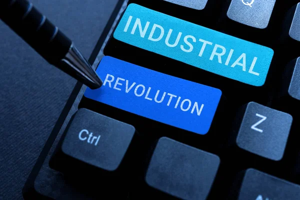 Texte Manuscrit Industrial Revolution Business Concept Changes Manufacturing Transportation Goods — Photo