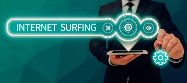 Titulek Textu Prezentující Internet Surfing Obchodní Přehled Procházející Internet Navigace — Stock fotografie