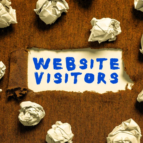 Sign Exibindo Website Visitantes Internet Concept Alguém Que Visita Visualizações — Fotografia de Stock