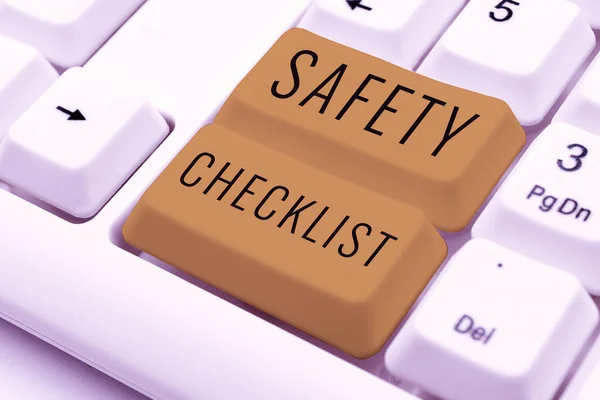 Text sign showing Safety Checklist, Business concept list of items you need to verify, check or inspect