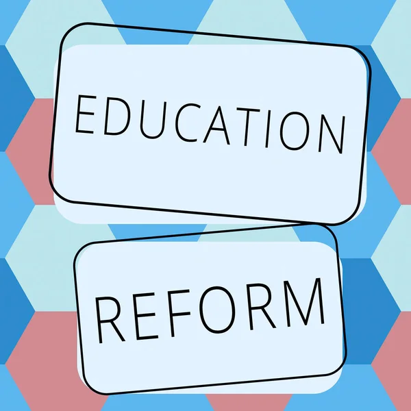 Podpis Tekstowy Przedstawiający Reformę Edukacji Word Napisany Temat Planowanych Zmian — Zdjęcie stockowe