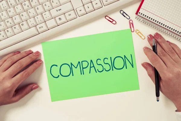 Inspiracja Pokazująca Znak Współczucie Przegląd Biznesowy Empatia Troska Ból Lub — Zdjęcie stockowe