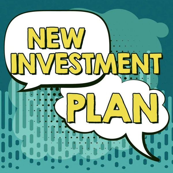 Текстовый Знак Показывающий Новый Инвестиционный План Обзор Финансовых Целей Задач — стоковое фото