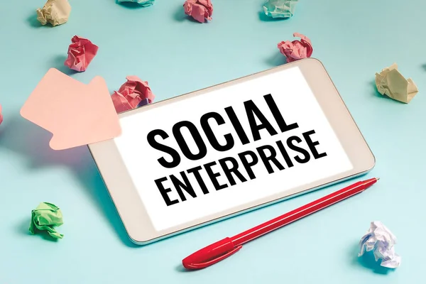Текстовий Знак Показує Соціальне Підприємство Слово Нього Бізнес Який Має — стокове фото