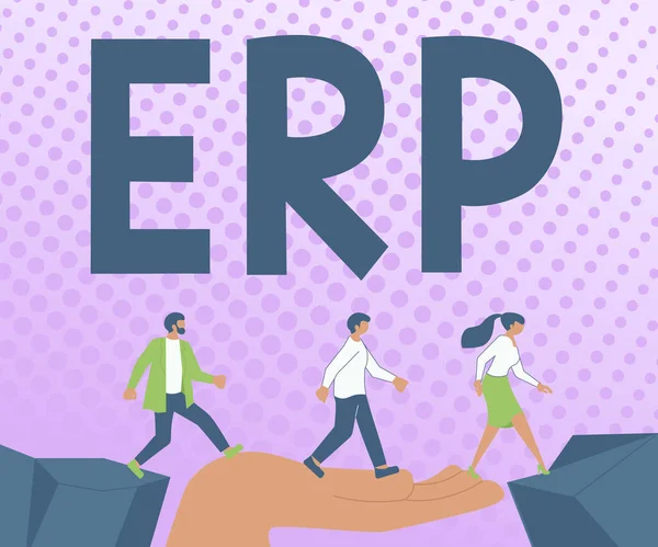 灵感显示符号Erp Word Enterprise Resource Planning Centralized Database Business Processes — 图库照片