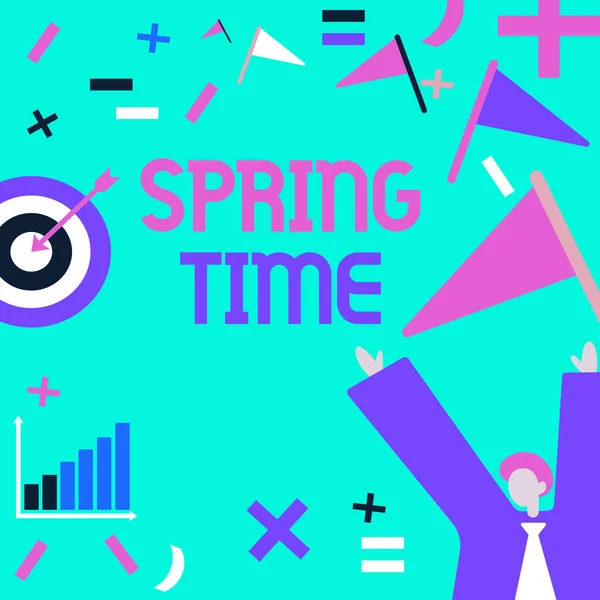 Hand Writing Sign Spring Time Business Idea Temperate Season Year — Stock Photo, Image