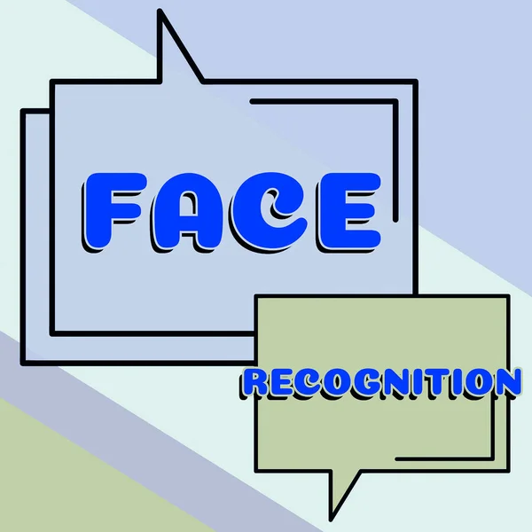 Text caption presenting Face Recognition, Business idea ability of a computer to scan and recognize human faces