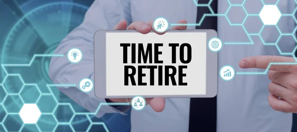 Legenda Texto Apresentando Time Retire Internet Concept Bank Savings Account — Fotografia de Stock