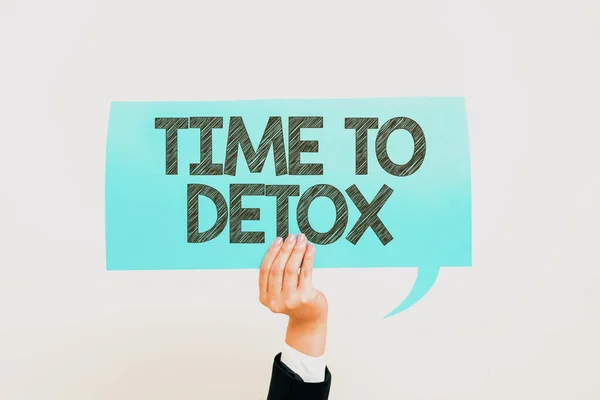 Legenda Texto Apresentando Time Detox Palavra Escrita Momento Para Dieta — Fotografia de Stock