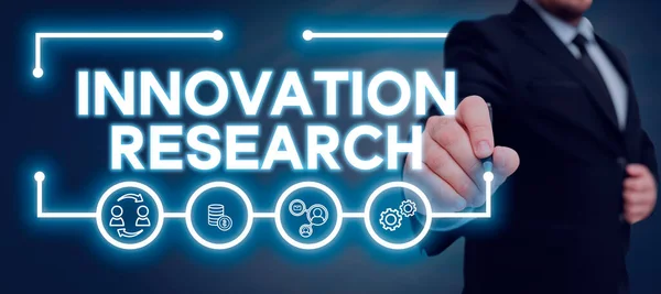 Inspiráció Innovációs Kutatás Internet Concept Meglévő Termékek Szolgáltatások Lénybe Lépése — Stock Fotó