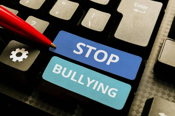 Κείμενο Που Δείχνει Έμπνευση Stop Bullying Word Fight Και Εξάλειψη — Φωτογραφία Αρχείου