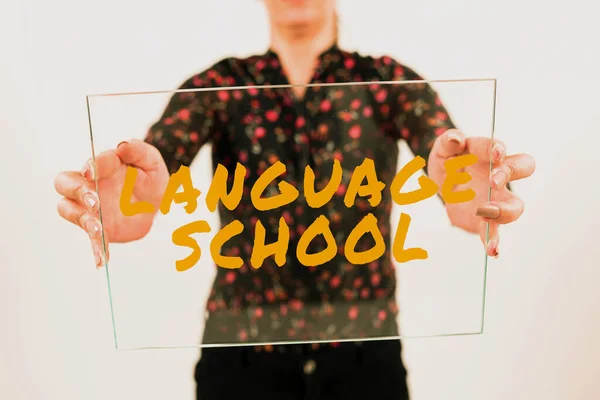 Hand writing sign Language School, Conceptual photo educational institution focusing on foreign languages