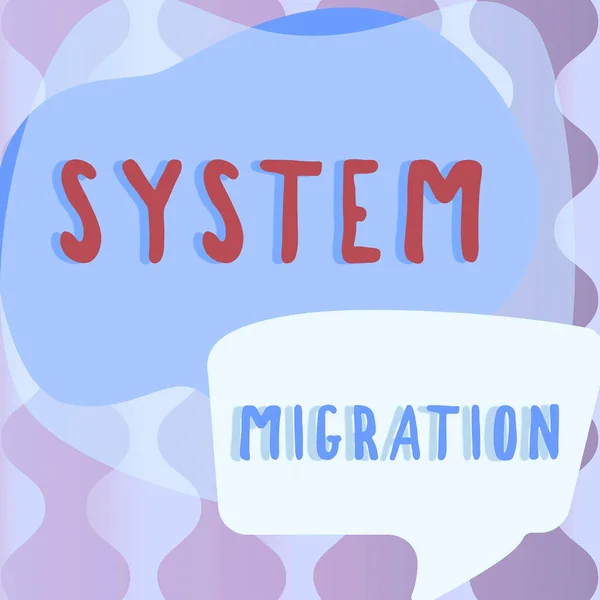 Systemmigration Geschäftsübersicht Verlagerung Von Der Nutzung Einer Betriebsumgebung Eine Andere — Stockfoto
