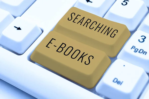 Inspiración Mostrando Signo Buscando Libros Electrónicos Visión General Negocios Buscando —  Fotos de Stock