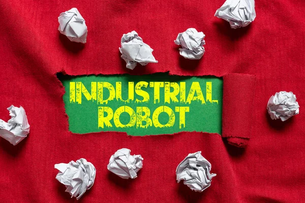 Texto Manuscrito Robot Industrial Enfoque Empresarial Mecanismo Robótico Utilizado Fabricación — Foto de Stock
