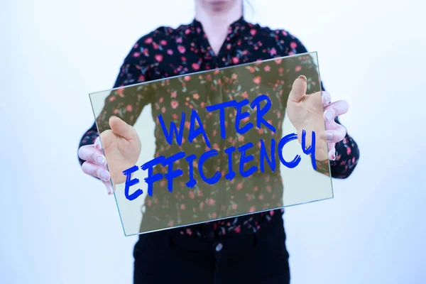 Inspiração Mostrando Sinal Eficiência Hídrica Ideia Negócio Reduzir Desperdício Água — Fotografia de Stock