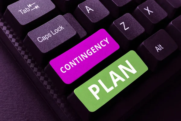 Writing displaying text Contingency Plan, Business showcase A plan designed to take account of a possible future event