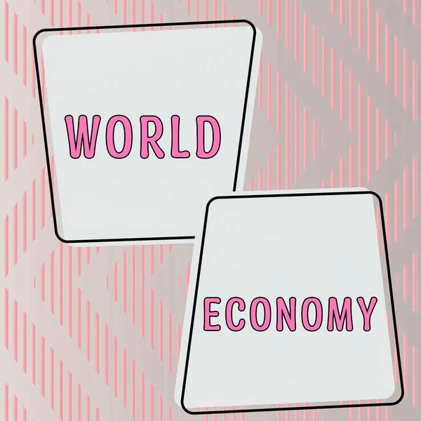 Título Conceptual World Economy Word Written Global Worldwide International Markets —  Fotos de Stock