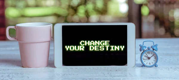 Text Sign Showing Change Your Destiny Business Concept Choosing Right — Stock Photo, Image