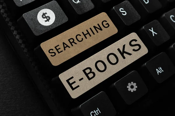 Texto Presentando Buscando Libros Electrónicos Word Escrito Busca Una Forma —  Fotos de Stock