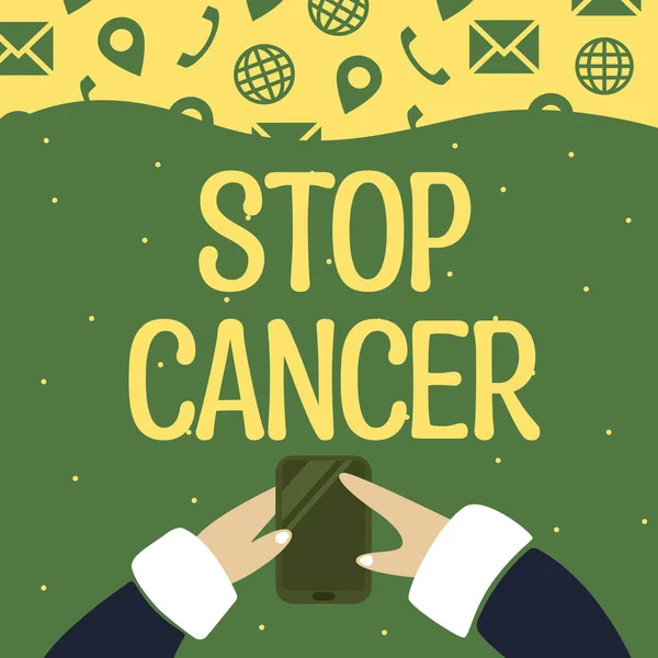 Написание Отображения Текста Stop Cancer Word Предотвращения Неконтролируемого Роста Аномальных — стоковое фото